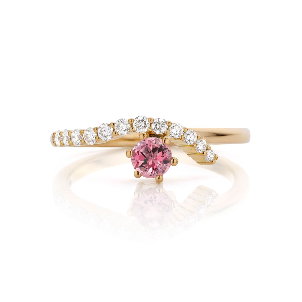 ring rosegoud met rose toermalijn en diamant